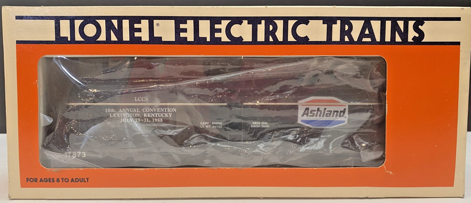 Vintage Lionel 6-17873 LCCA 1988 Ashland 3-Dome Tank Car O Gauge Train NIB NOS