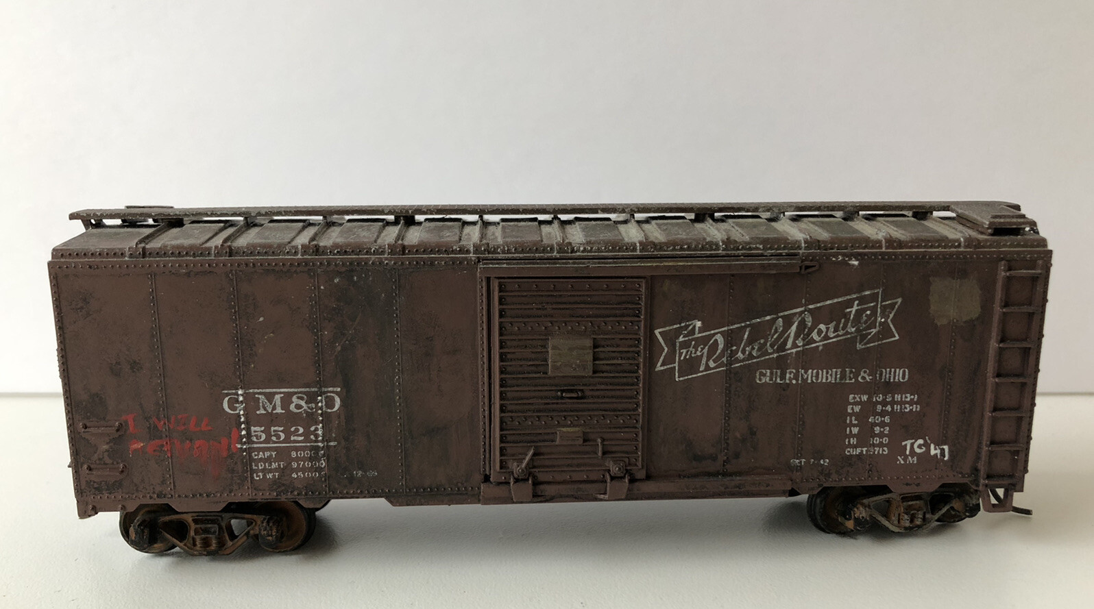 HO scale Bachmann Gulf, Mobile & Ohio 40′ Box Car #5523 “The Rebel Route”
