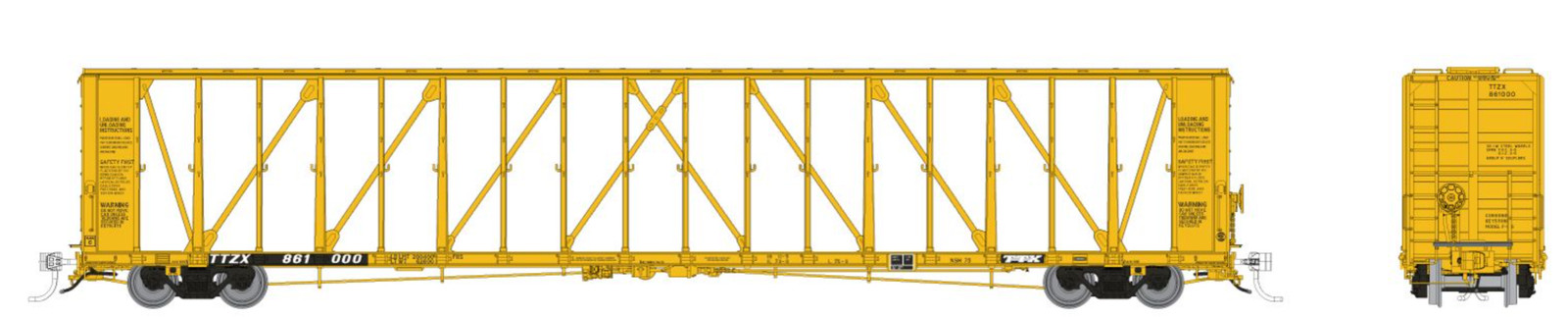 Rapido HO Scale TTX TTZX #861189 NSC Centerbeam Flatcar 174014A