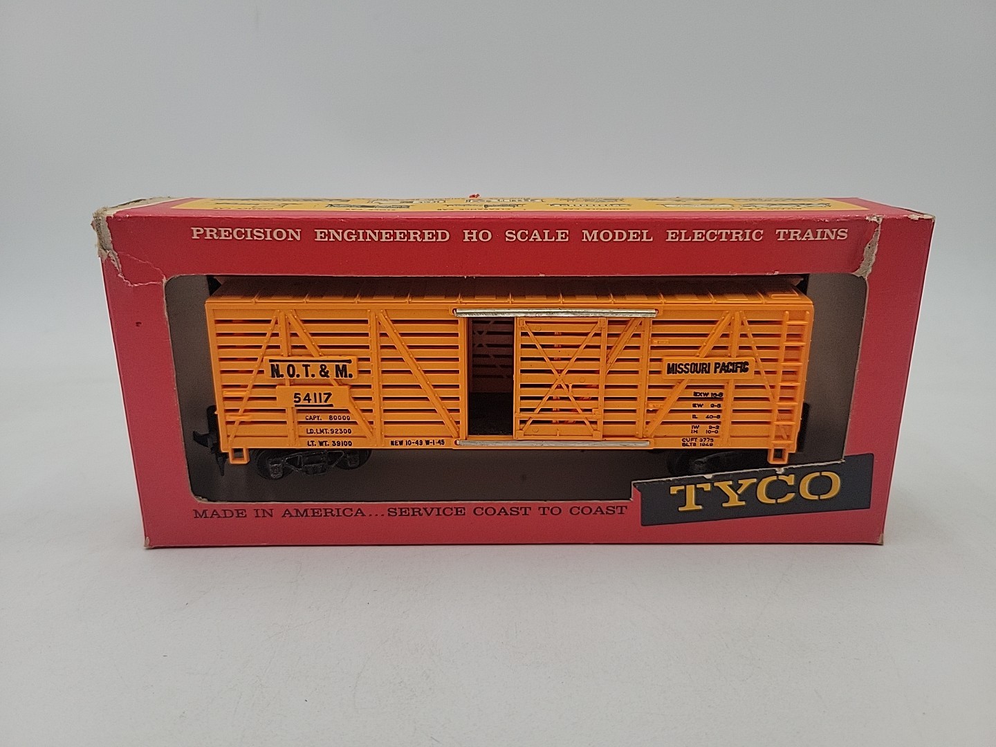 Vintage Tyco HO Scale Missouri Pacific NOT&M 54117 Stock Cattle Car w/ Box