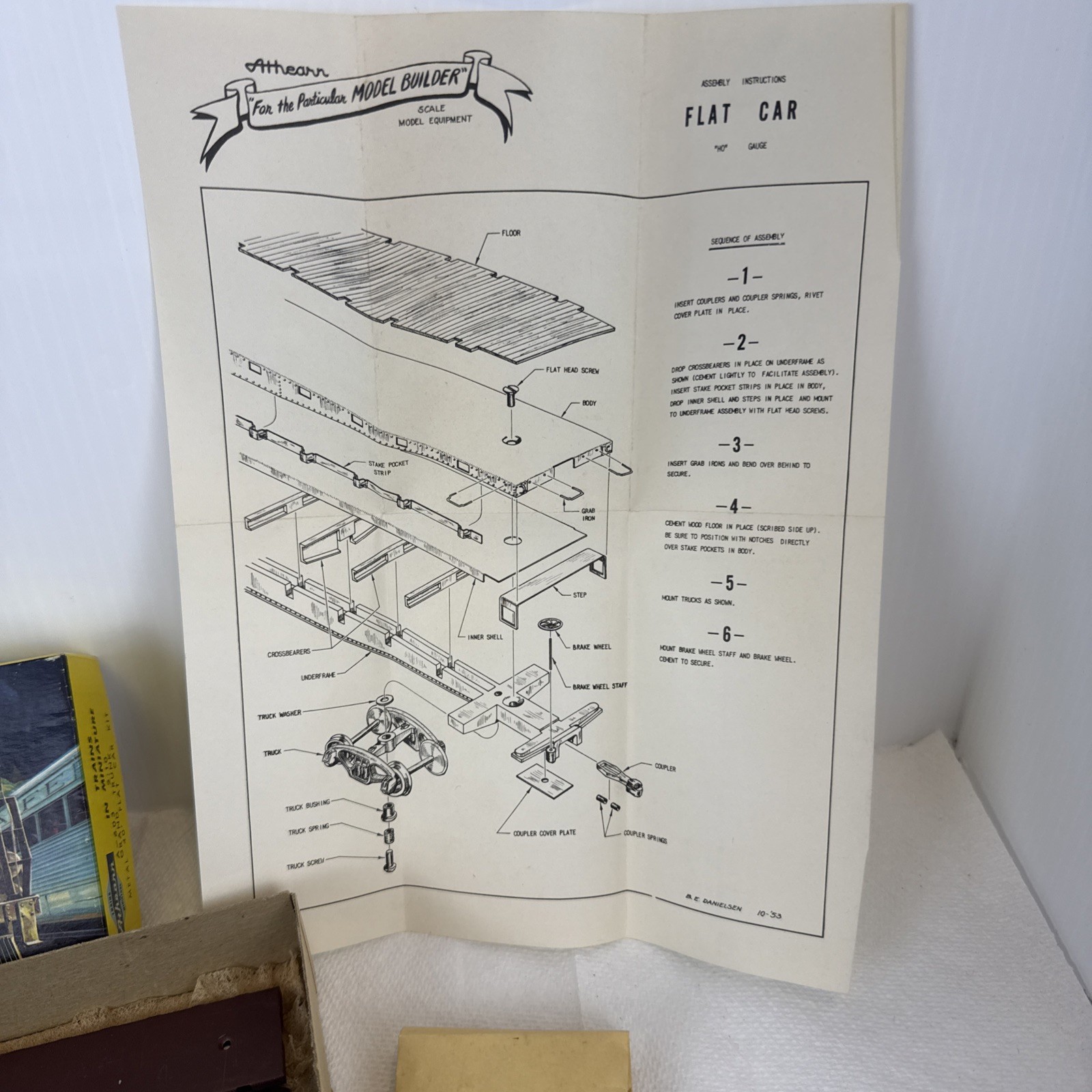 Athearn Ho, Yellow Box , A-603 2:10 ,Grand Trunk, Metal 40’ Flat Car Kit