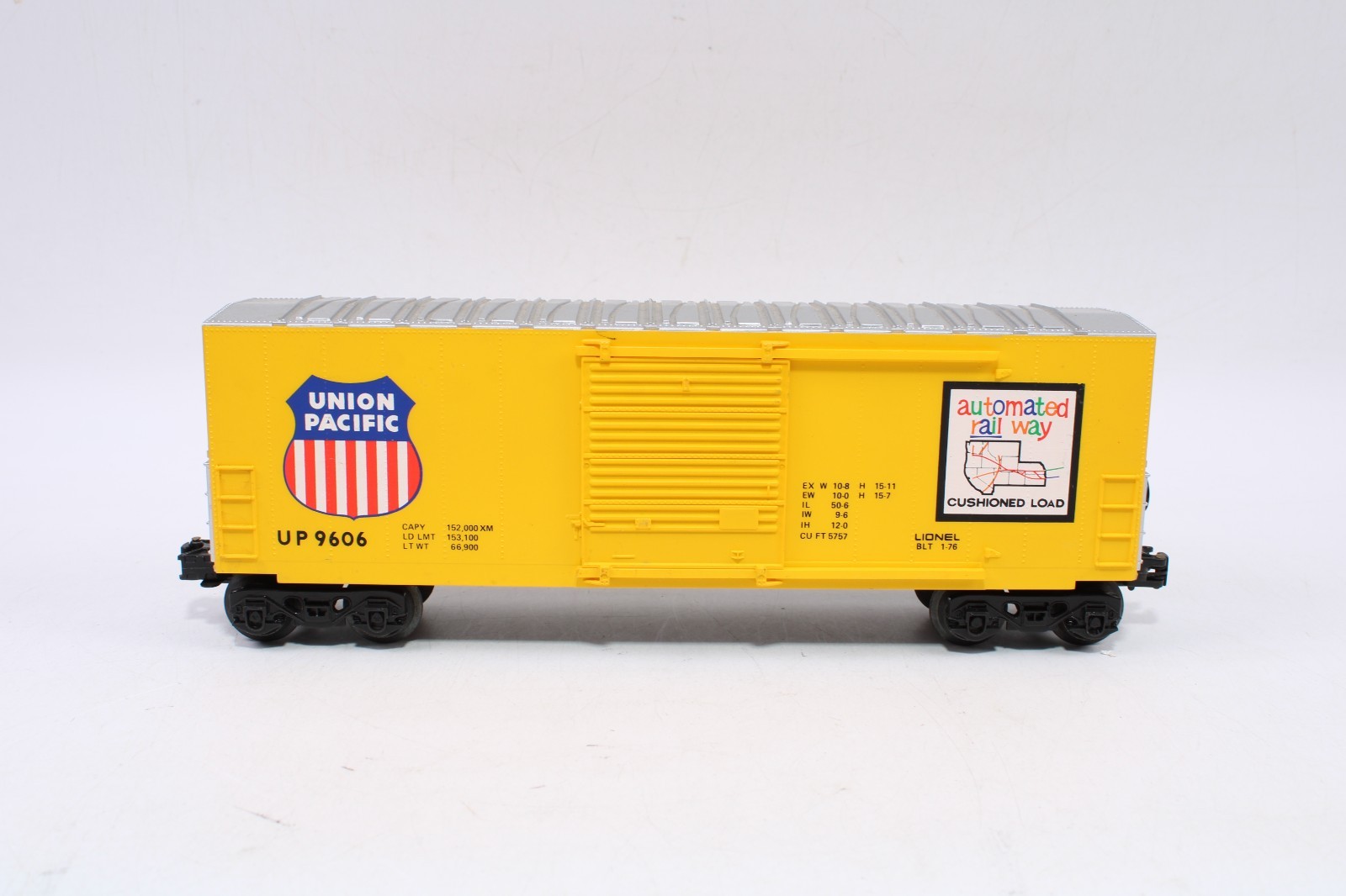 Lionel O Gauge Union Pacific UP #9606 Automated Railway Yellow Box Car