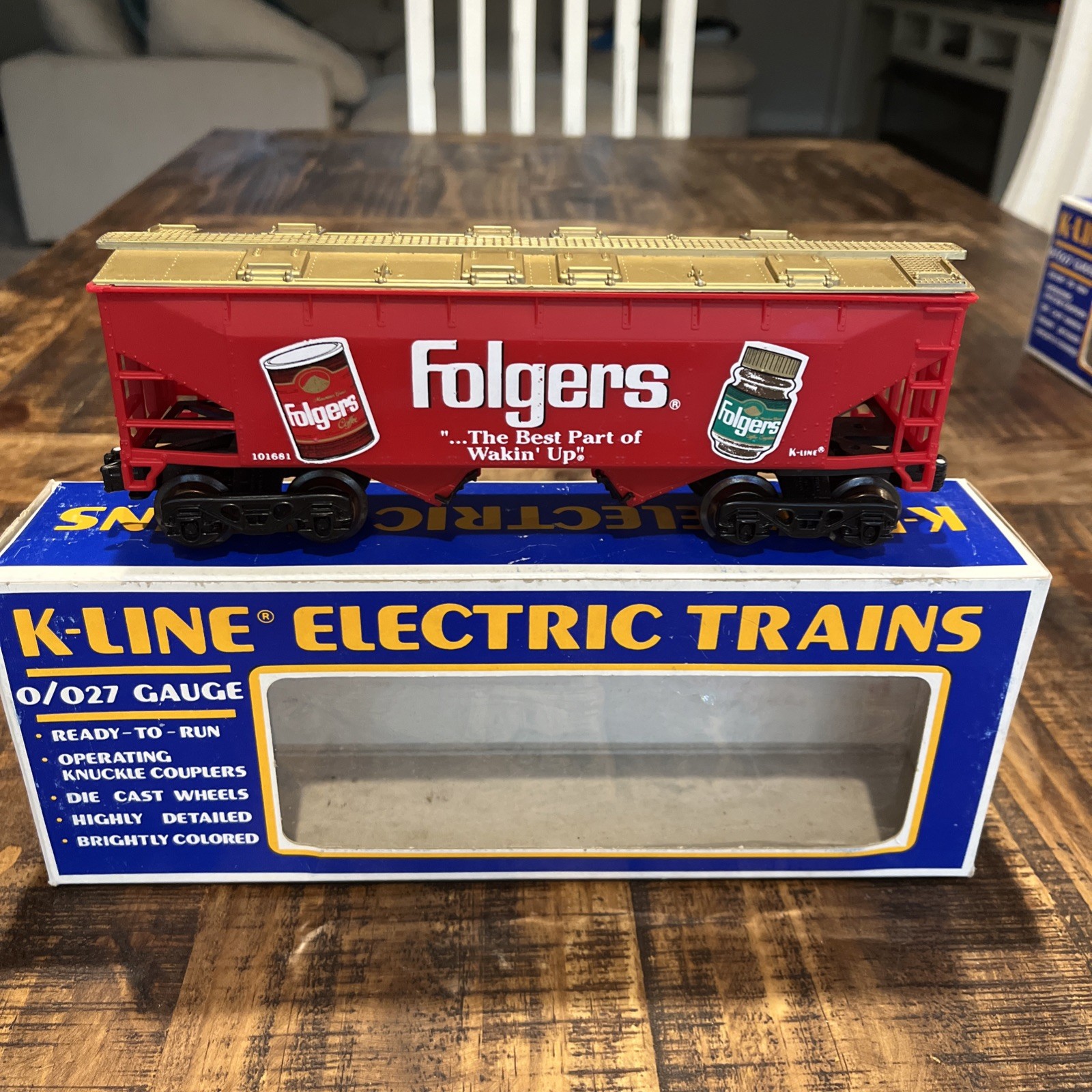 K-Line Electric Trains O 027 Gauge Folgers Coffee Can Hopper Car Lot #1