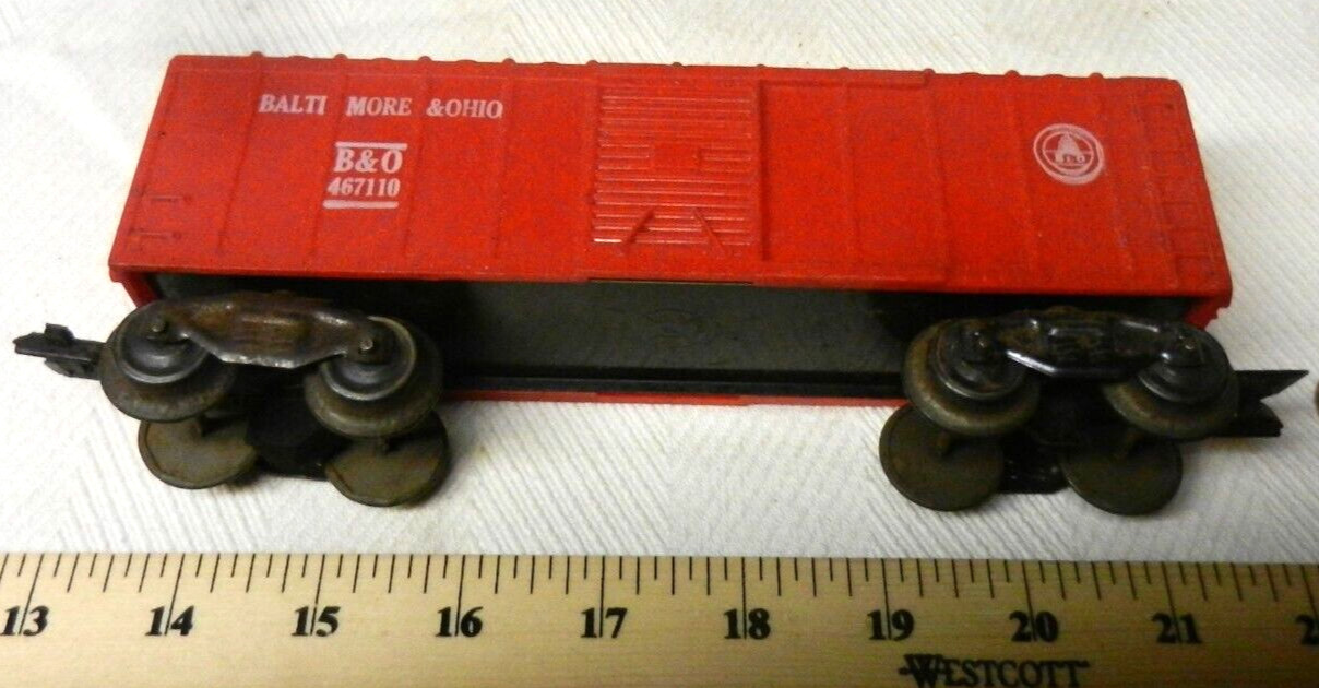 Marx 467110 Red Plug Door Boxcar White Lettering O Gauge 8 Wheel TAP, G trucks