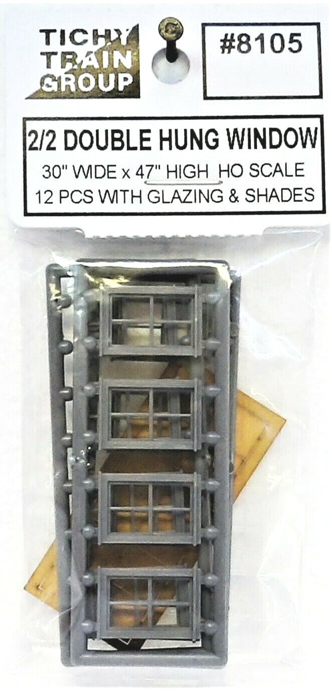 HO Scale Tichy Train Group 8105 2/2 40″ x 47″ Double Hung Window pkg (12)
