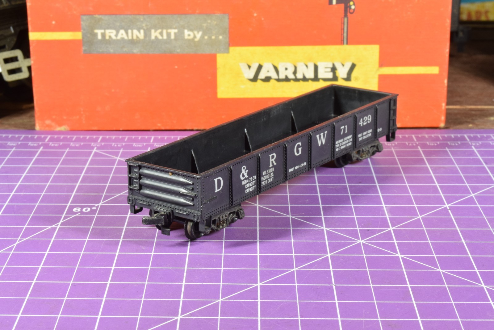 TrkRdy Varney D&RGW Ore Car 71429, active spring die cast trucks, original box