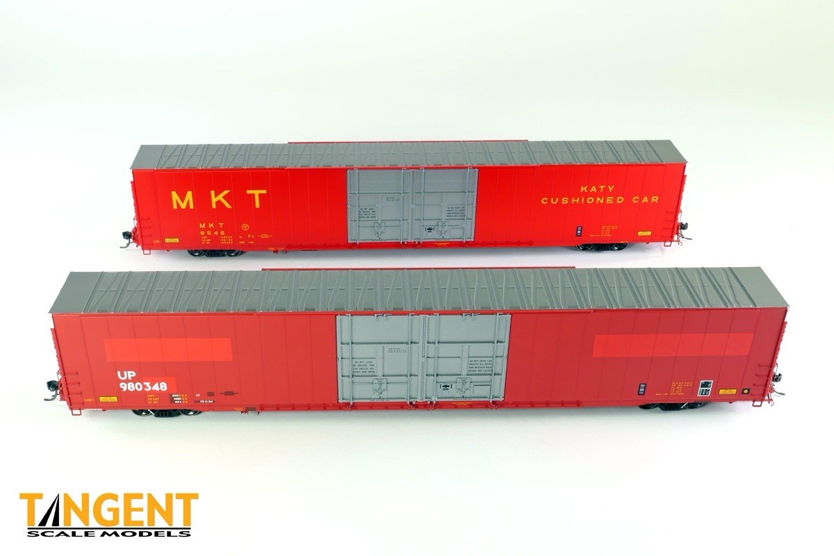 TANGENT HO Greenville 86′ Double Plug Door Box Car 25067 UP ex MKT 1984 Red