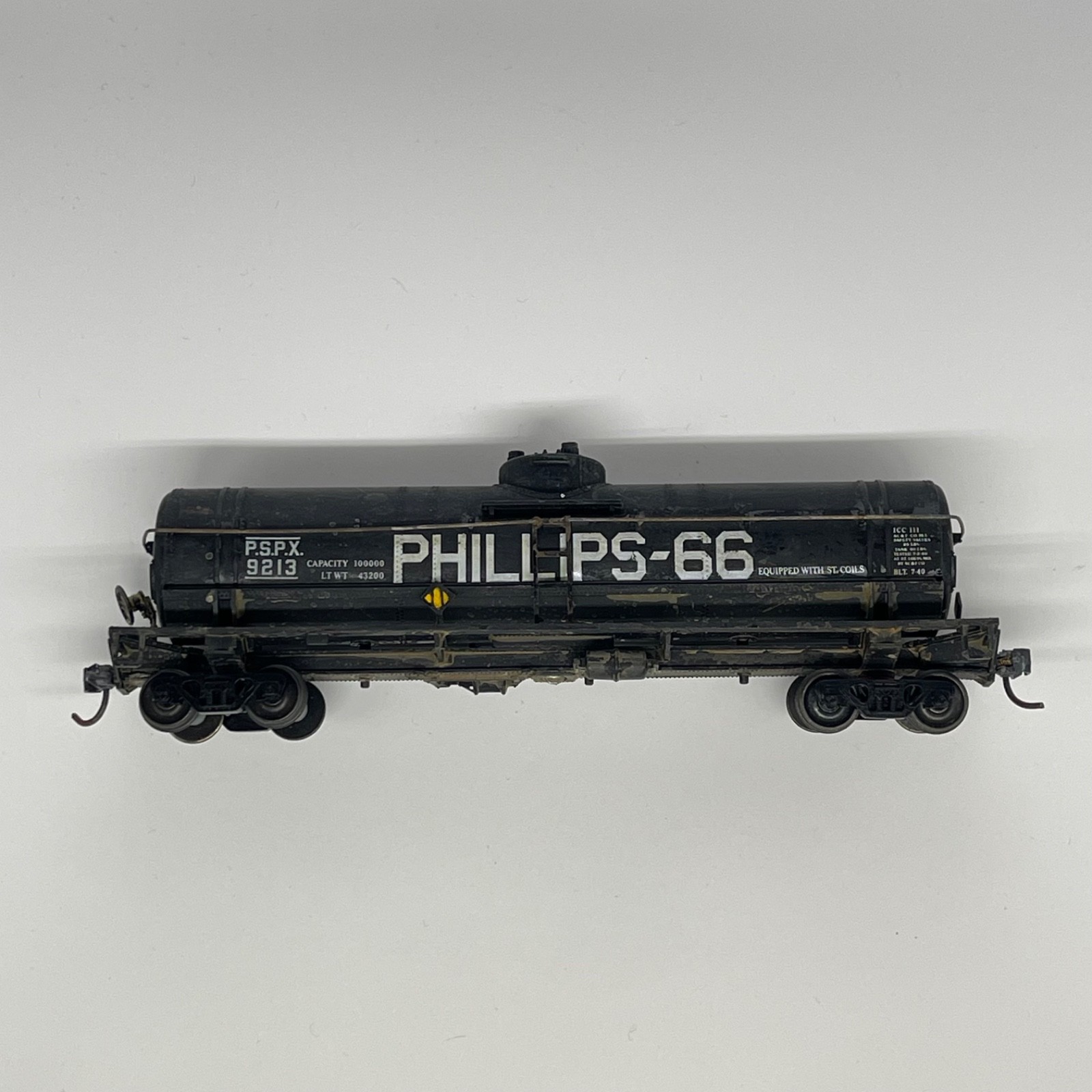 Weathered Athearn Phillips 66 Tank Car HO Scale Train Car PSPX 9213 Oil Freight