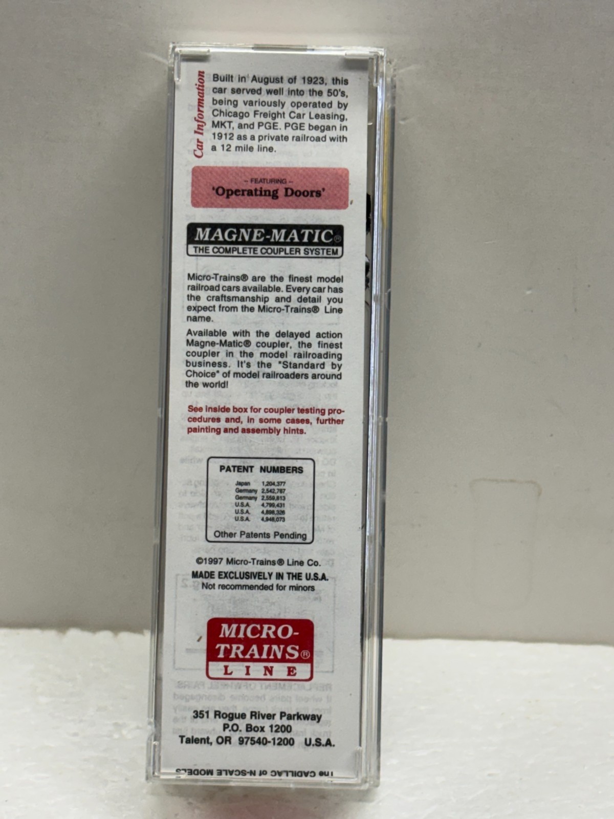 N Scale Micro Trains MTL 29080 Pacific Great Eastern PGE 4101 Box Car