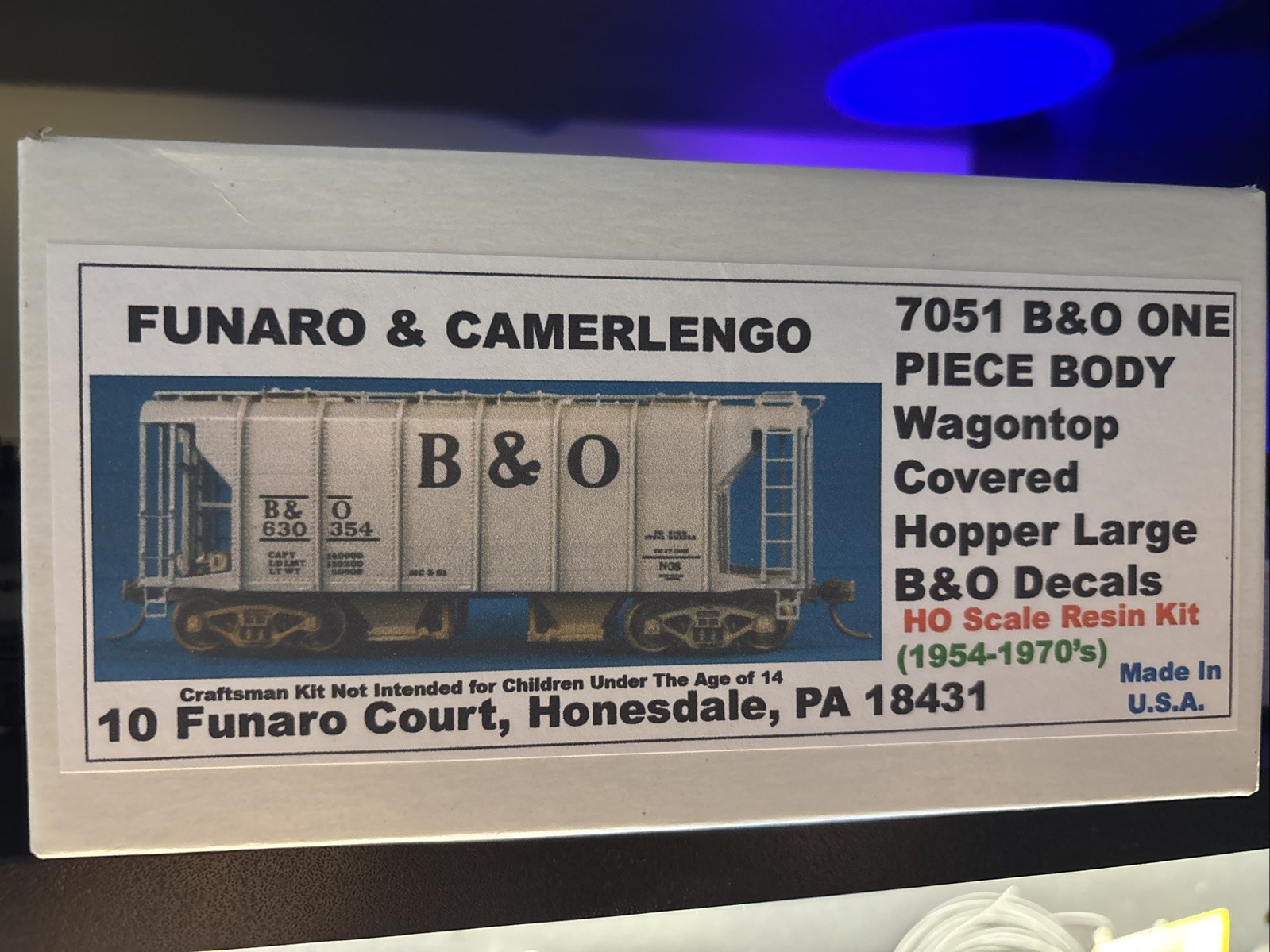 HO Funaro & Camerlengo #7051 B&O Wagon top Covered Hopper Resin Kit
