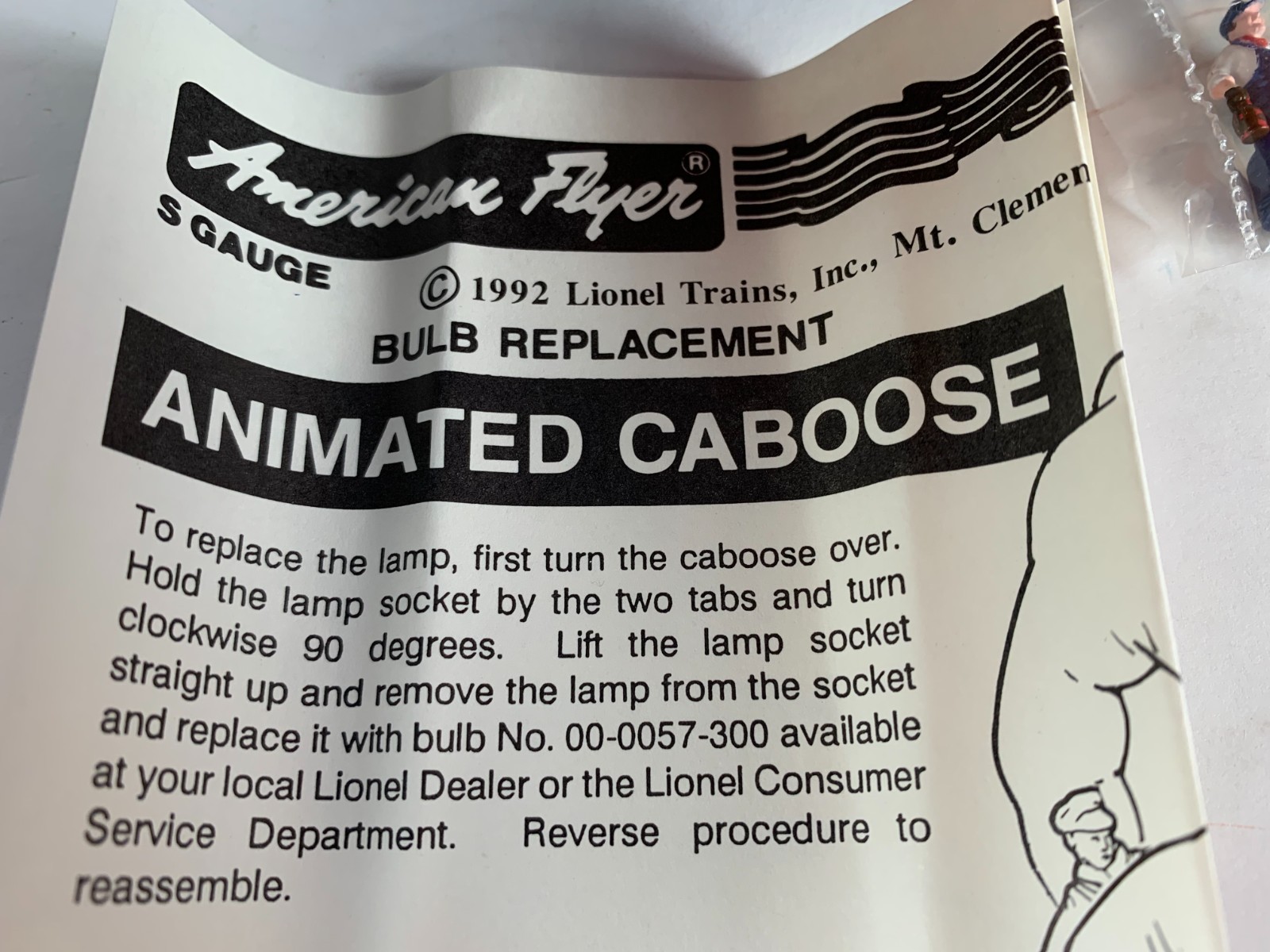 AMERICAN FLYER 6-49006, MILWAUKEE ROAD ANIMATED CABOOSE, NIB (1992)
