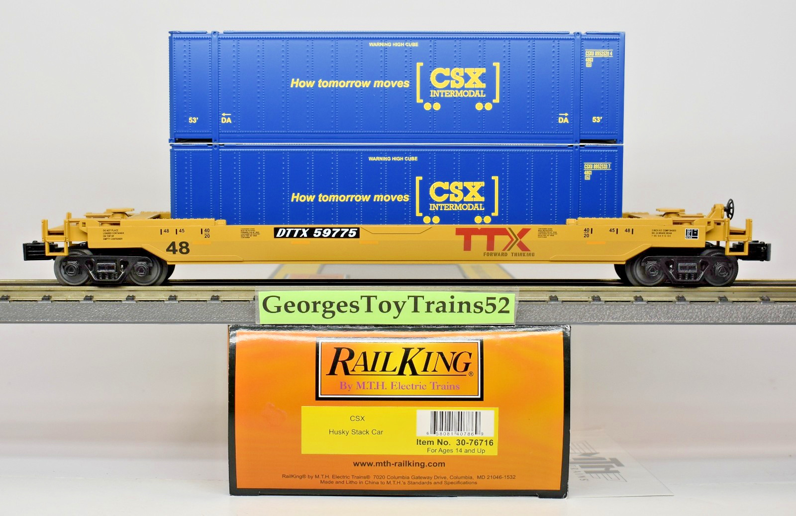 MTH RAILKING 3-RAIL O #59775 CSXT CSX TRANSPORTATION HUSKY STACK 30-76716 NIB