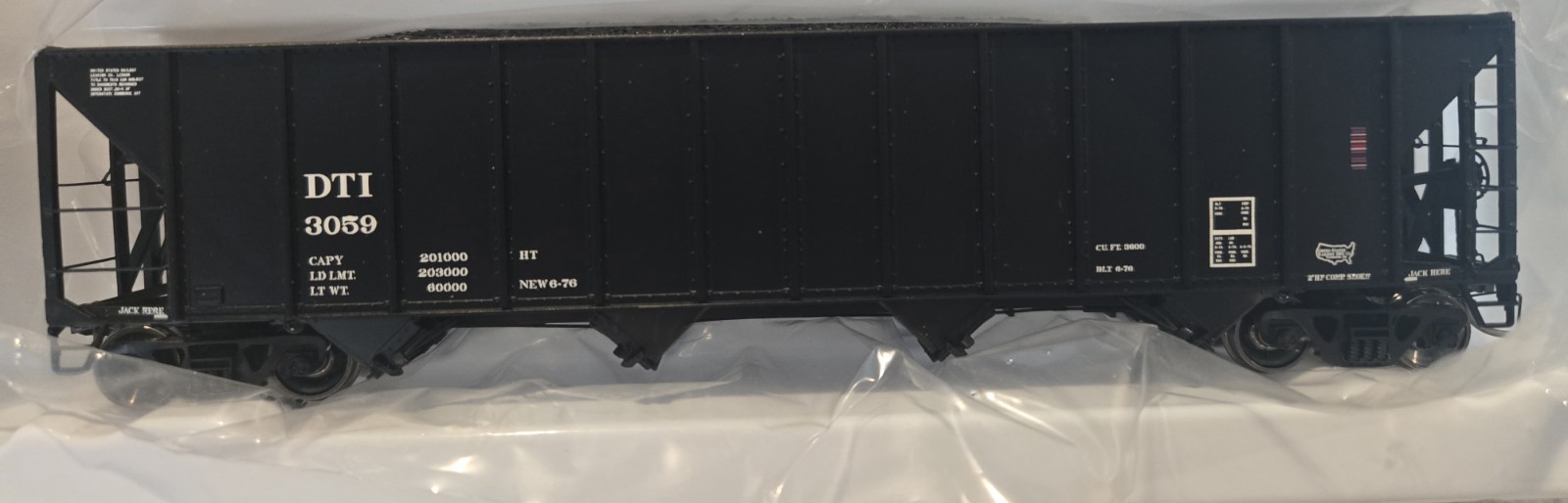 Tangent Scale Models HO Bethlehem 3600 Quad Hopper DT&I #3059 Black MPN 10856-06