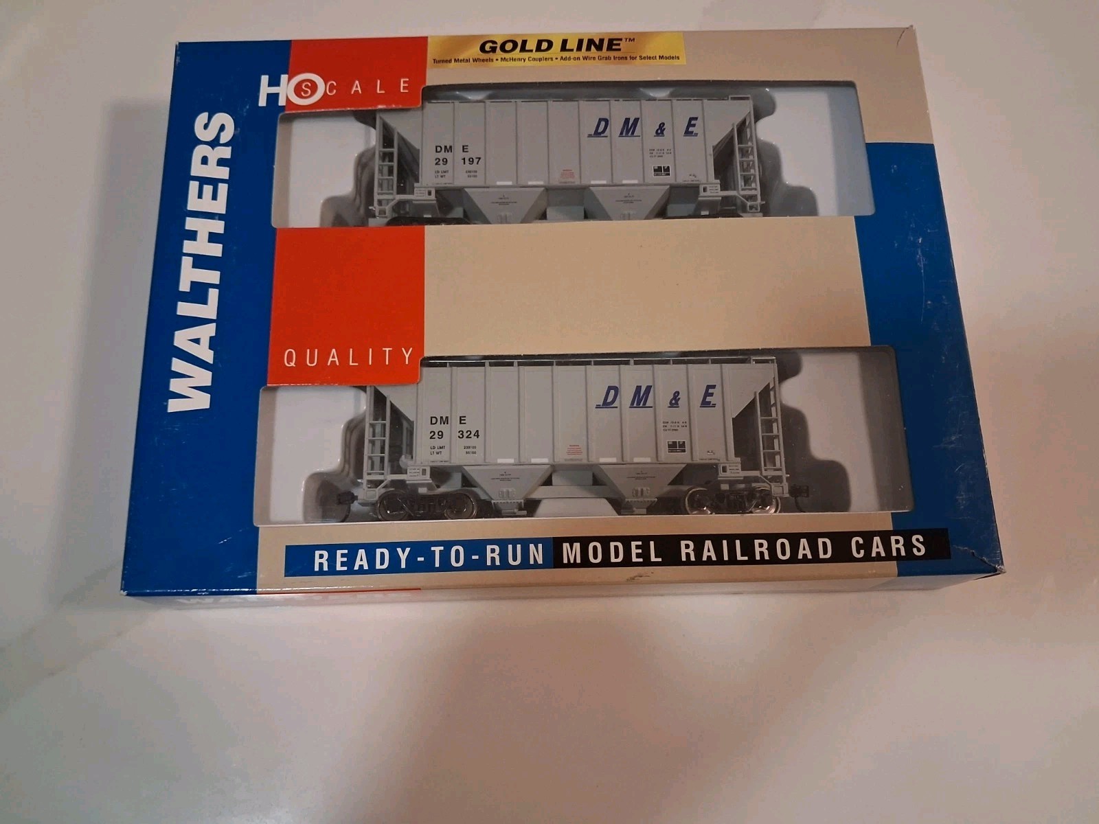 WALTHERS GOLDLINE HO 2 PACK TRINITY 100 TON CEMENT COVERED HOPPER (DM&E),RARE