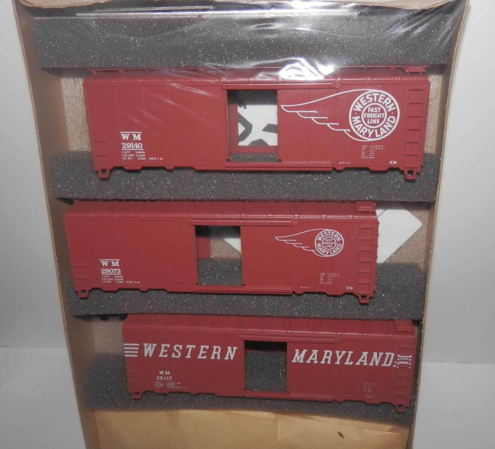 Athearn HO 40′ Western Maryland 29140, 29073, 25117 Box Car Set (3pcs) #2310 NIB