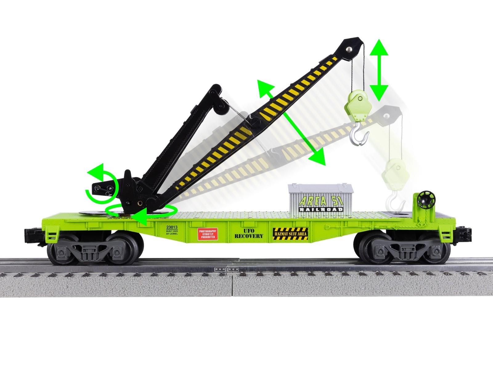 Lionel 23013 Area 51 RR UFO Recovery 6670 Style Derrick Car O Gauge