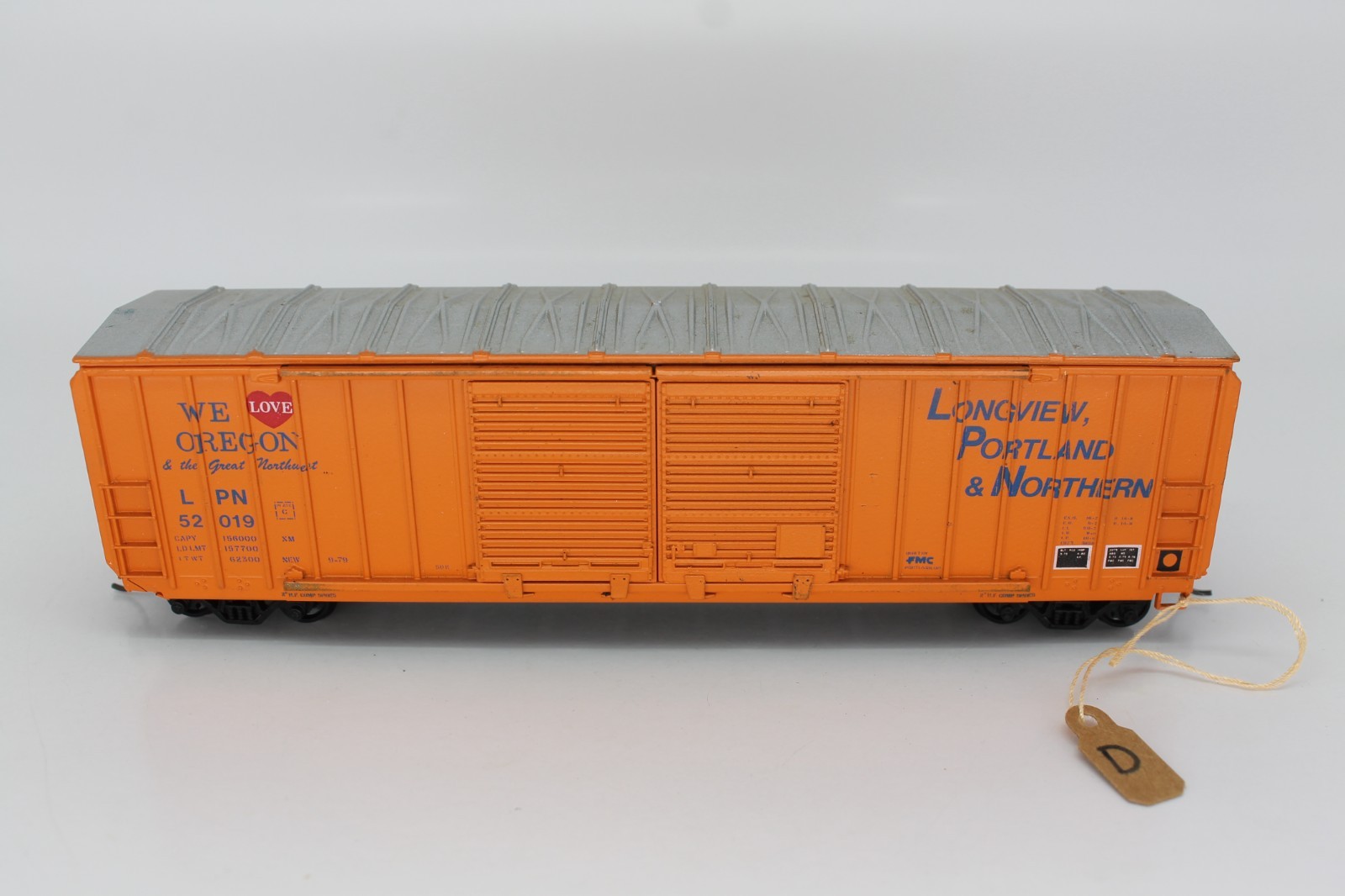 HO ATHEARN BLUE BOX 50′ DD BOXCAR LONGVIEW, PORTLAND & NORTHERN LPN 52019 (D)