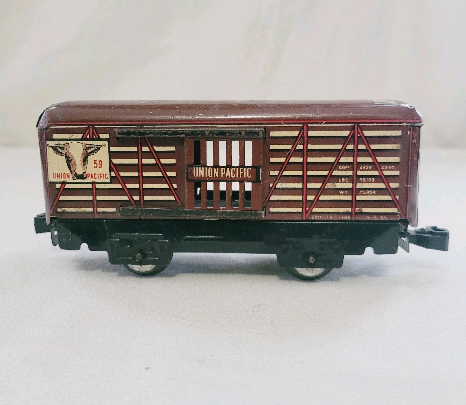 Mar Toys Train Union Pacific Railroad Beef Cattle Car (untested, as-is, no box)
