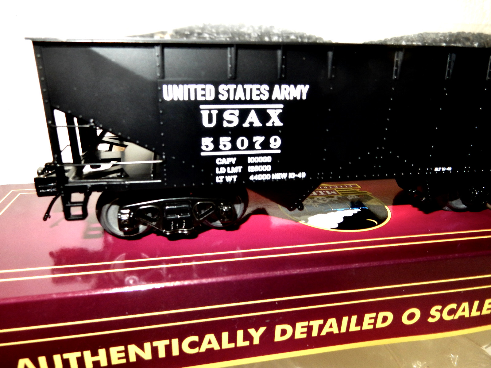 MTH Premier United States Army 2-Bay Flat End Offset Hopper Car w Coal Load-New!
