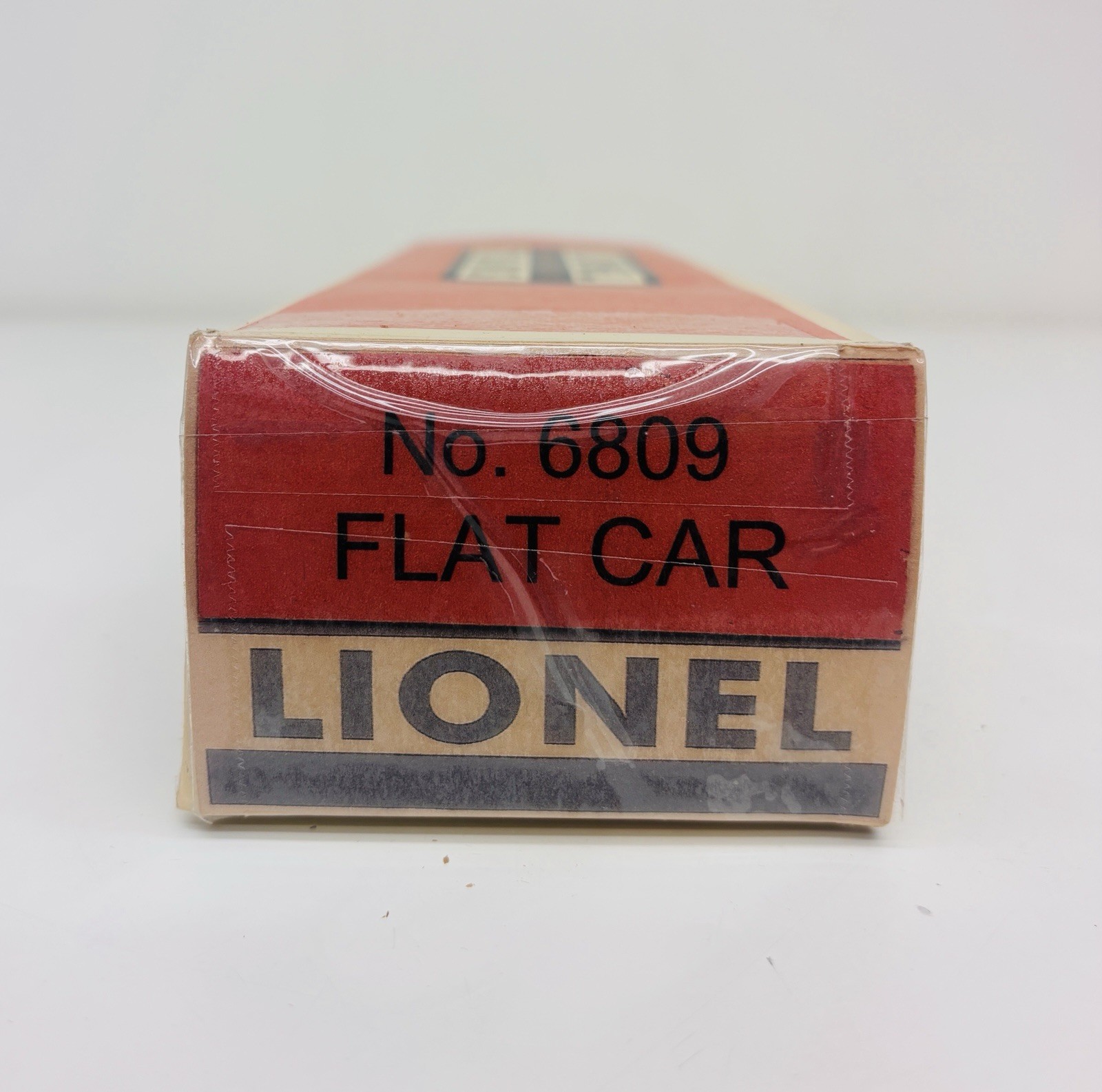 Lionel Postwar Stake Flat Car Red 6809 w/ Lumber Load & Reproduction Box