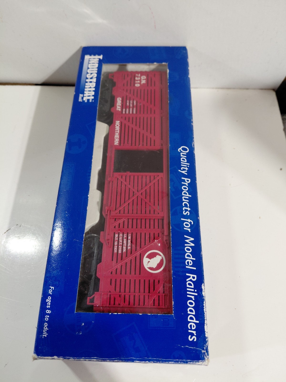 Industrial Rail 3002 O Gauge Model Railroad Great Northern Cattle Car w/Box