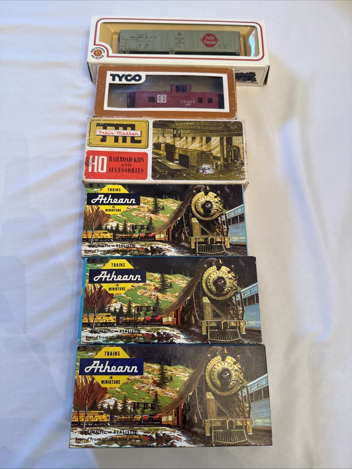 6 Vintage Train, ATHEARN TRAIN, Train Mast TM, TYCO Mix Boxes