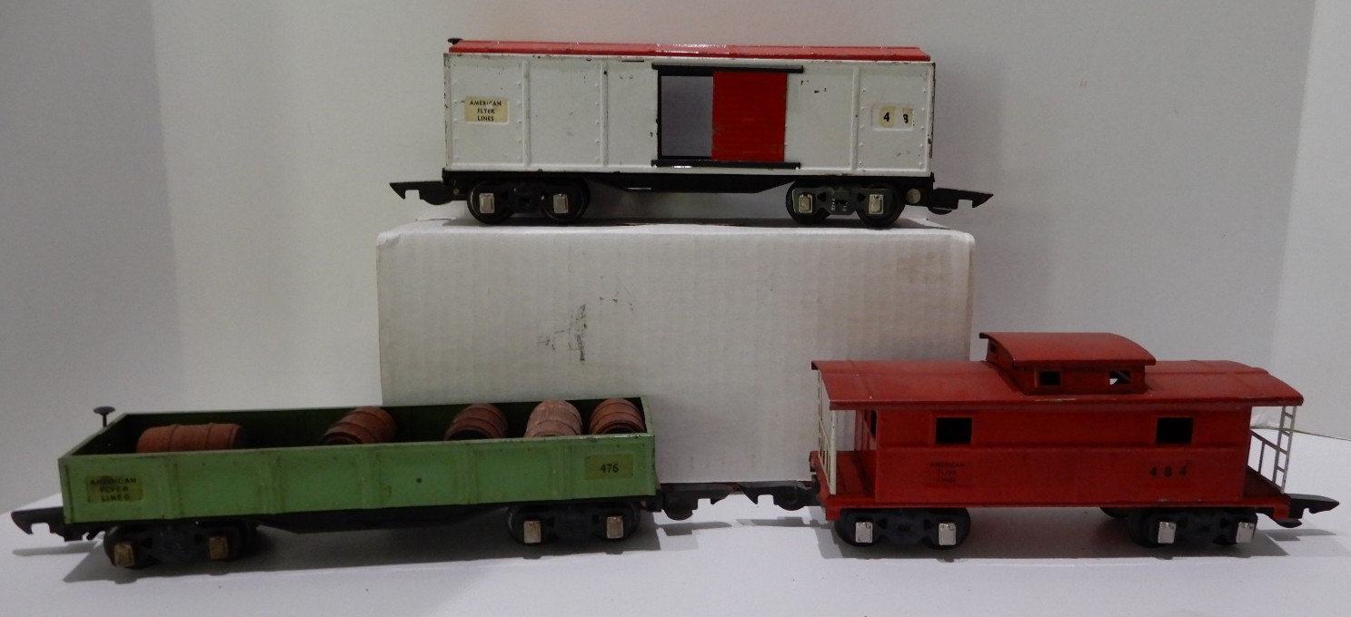 American Flyer Pre-war O Gauge Freight Cars #476, 478 & 484