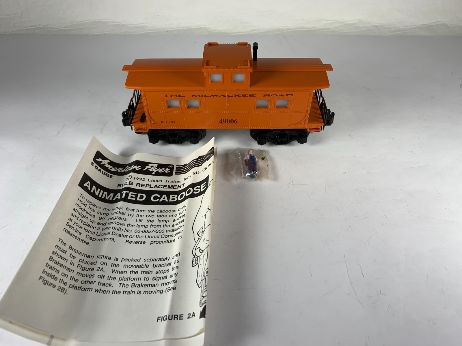 AMERICAN FLYER 6-49006, MILWAUKEE ROAD ANIMATED CABOOSE, NIB (1992)