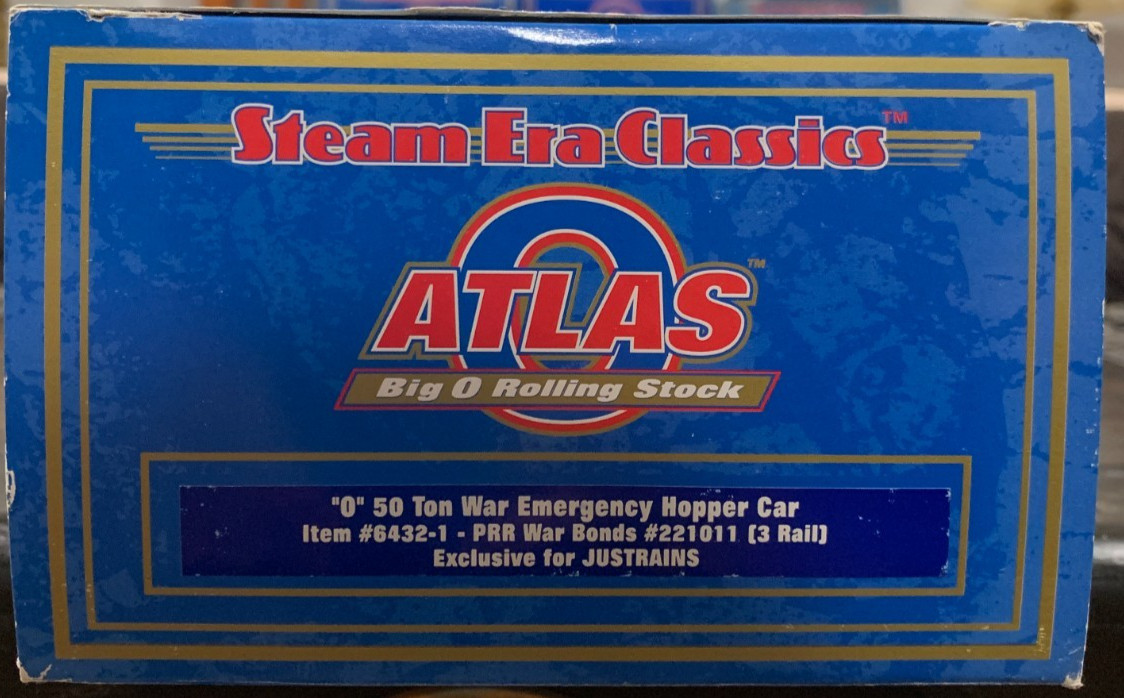Atlas 6432-1, Die Cast PRR 50T War Emergency Hopper #221011, O Scale 1/48, LN