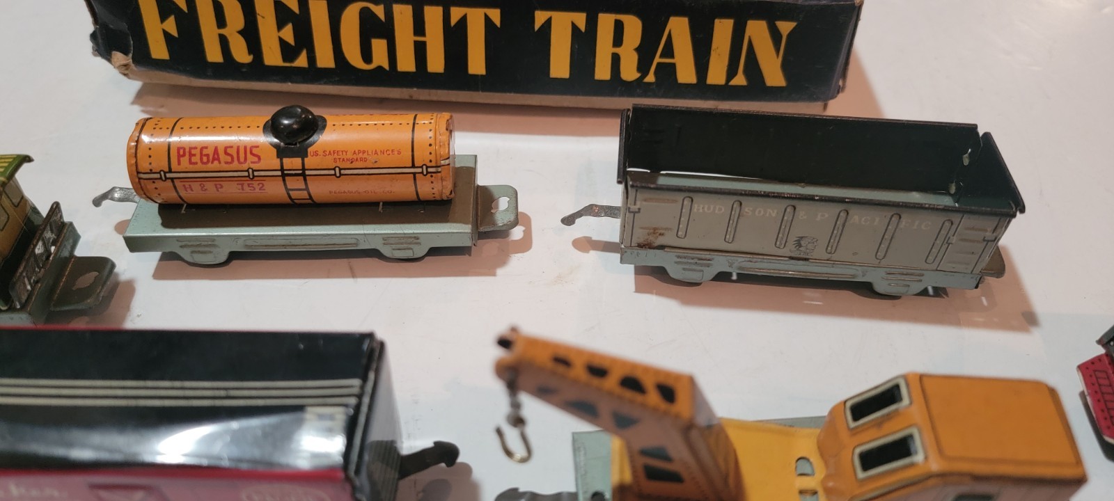 SAKAI O GAUGE 6 CARS HUDSON & PACIFIC ORIGINAL BOX TIN LITHOGRAPH FRICTION POWER