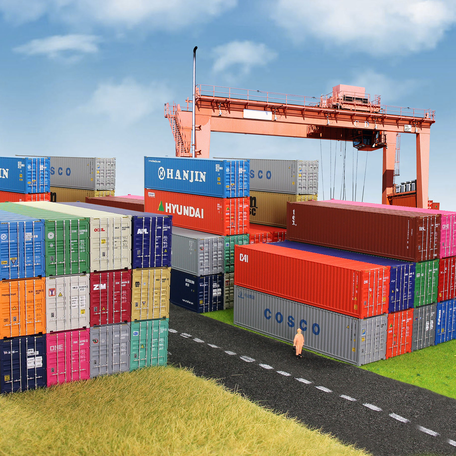 3pcs HO Scale 1:87 40ft Shipping Containers 40′ Cargo Box Mixed Brands Lot C8746
