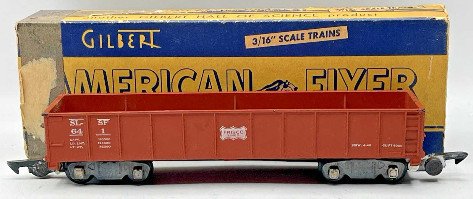 Gilbert American Flyer S Gauge Tuscan Painted 641 Frisco Gondola – 1953 Only