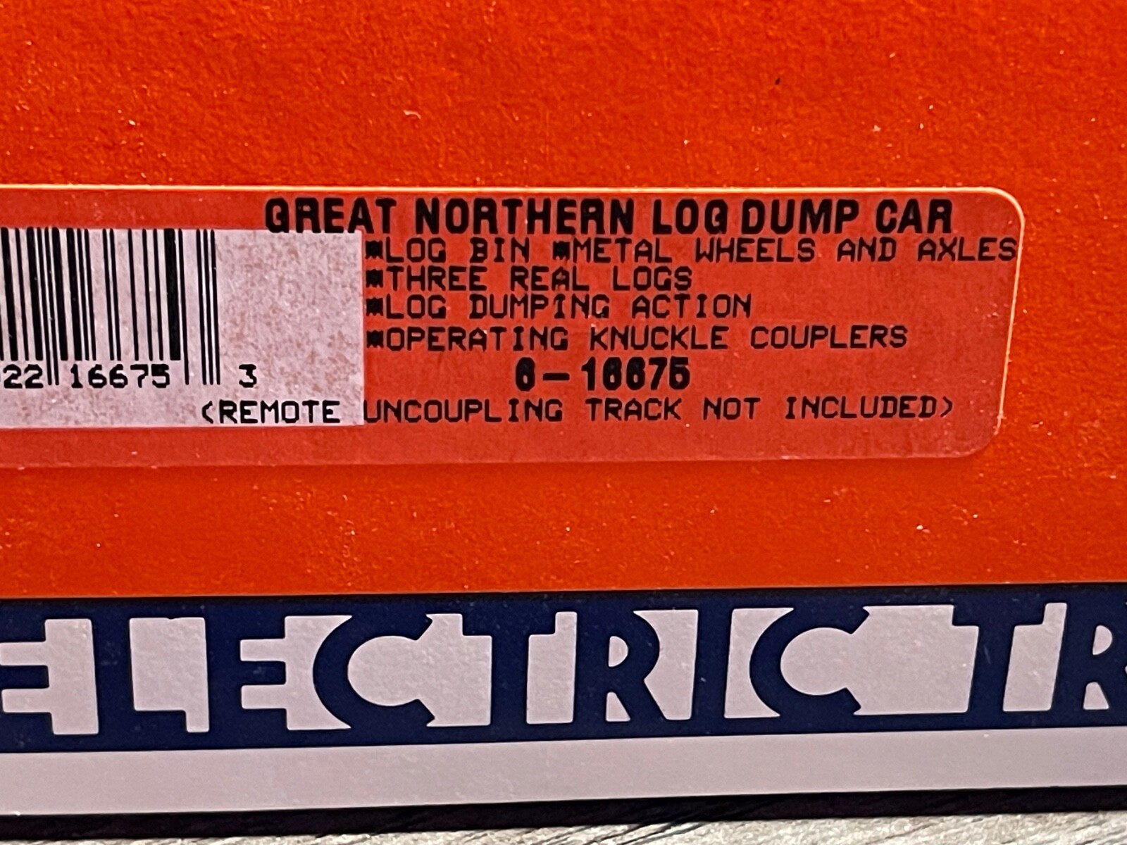 Lionel 6-16675 Great Northern Log Dump Car Logs Included, pieces missing (R-193)