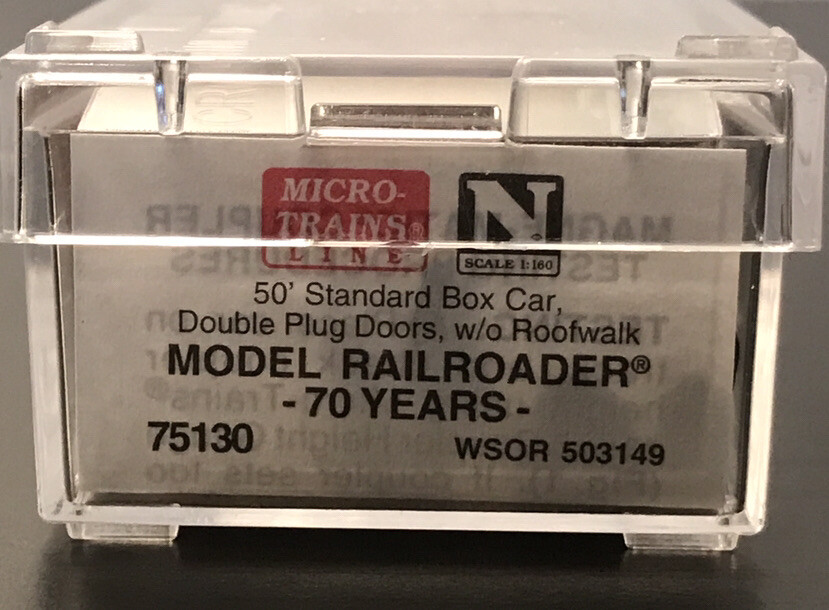 Micro-Trains N scale Model Railroader 70 Years 50’ Boxcar, #75130, Rd #503149