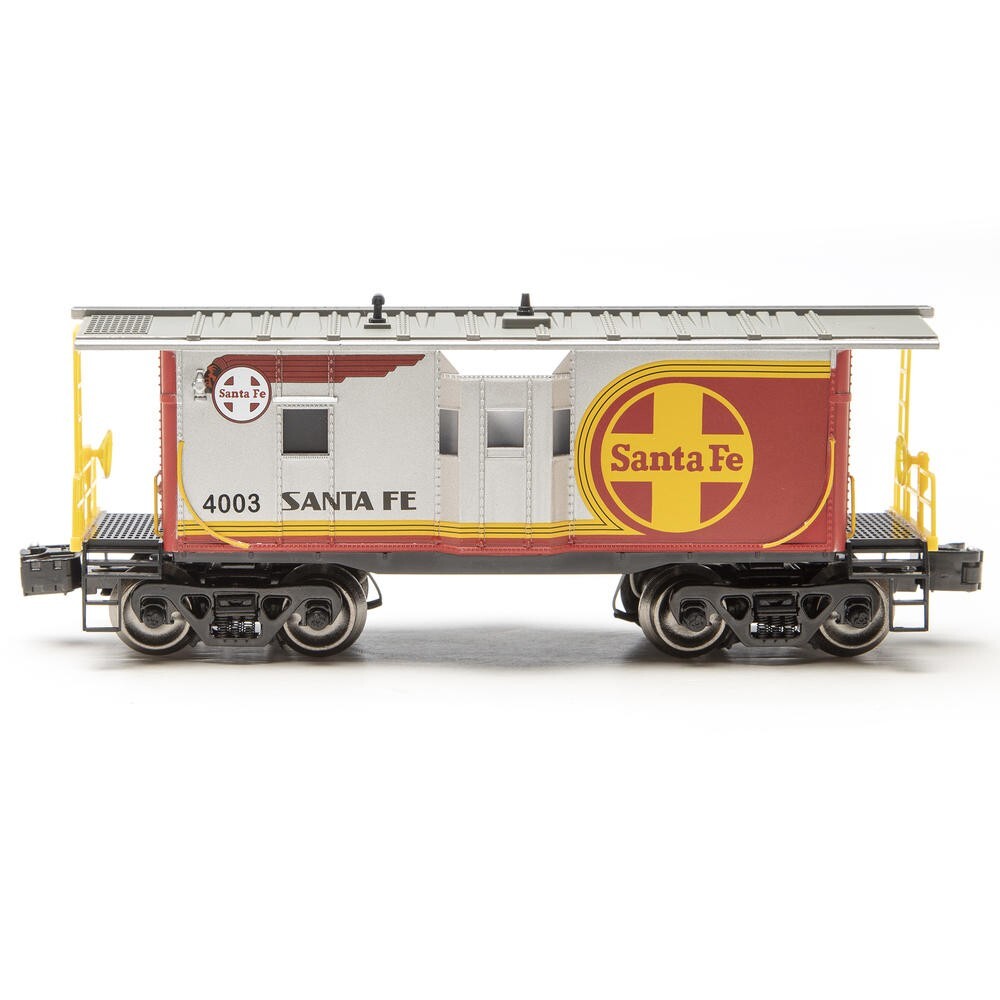 O Gauge Lighted Bay Window Caboose – SANTA FE WAR BONNET – Red/Silver