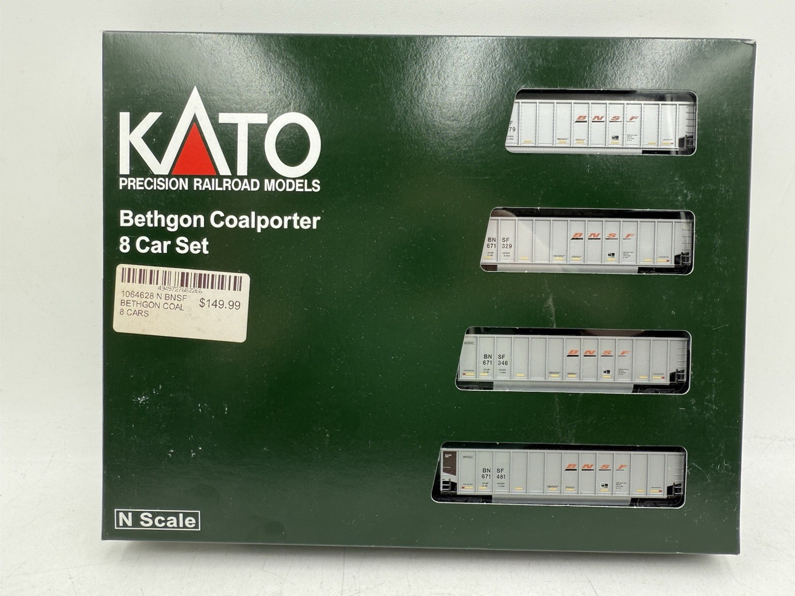 Kato #106-4628 N Scale Bethgon Coalporter BNSF Swoosh 8 Car Set (New)