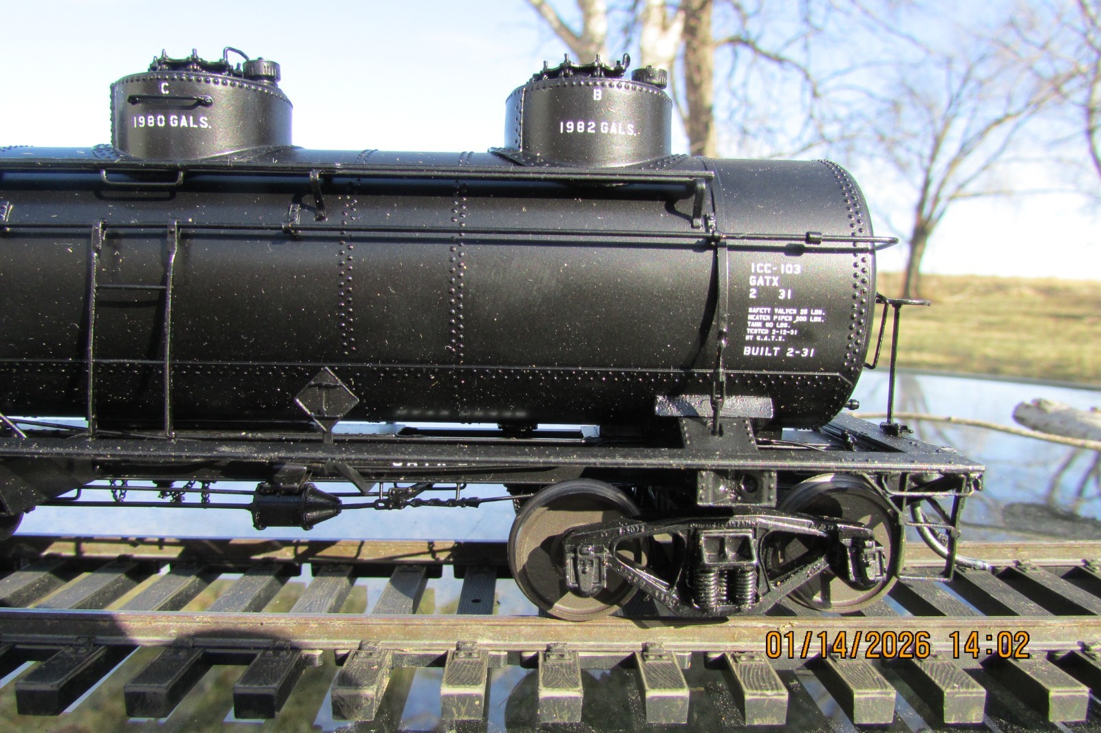 TANK CAR TANGENT SCALE MODELS GENERAL AMERICAN ’28 DESIGN 6,000GAL 3DOME BRASS O