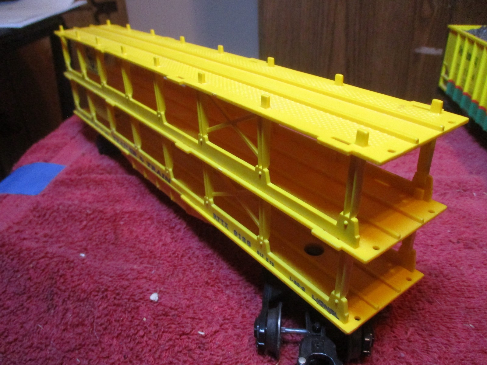 Vintage LIONEL 9123-6 Chesapeake & Ohio 3-Tier Auto Hauler Yellow RTTX 9126