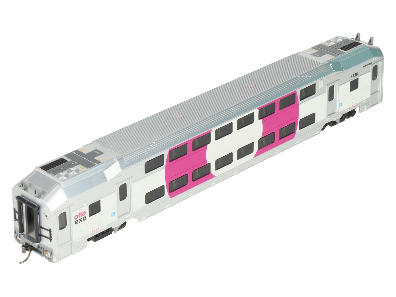 Atlas 20007392 HO Scale EXO [Purple] Modern Commuter Multi-Level Trailer #3136