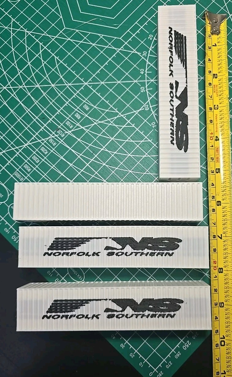 4 Pack HO 1/87 Scale 40′ Shipping Containers Norfolk Southern Road Name FreeShip