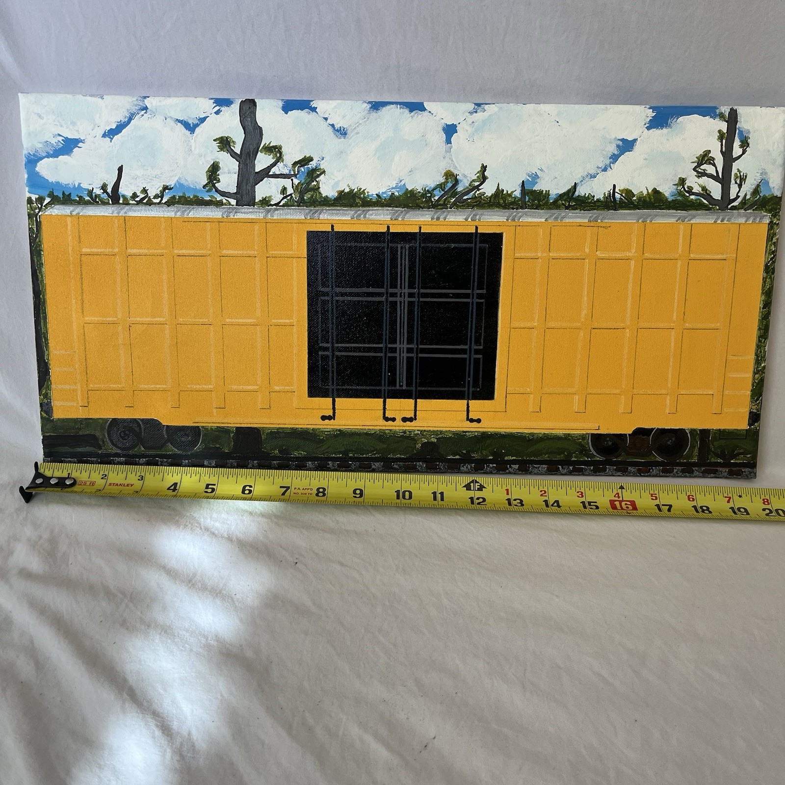Tbox Ttx Ho Box Car Scale Similar 20” X 10” Original Painting Acrylic Canvas