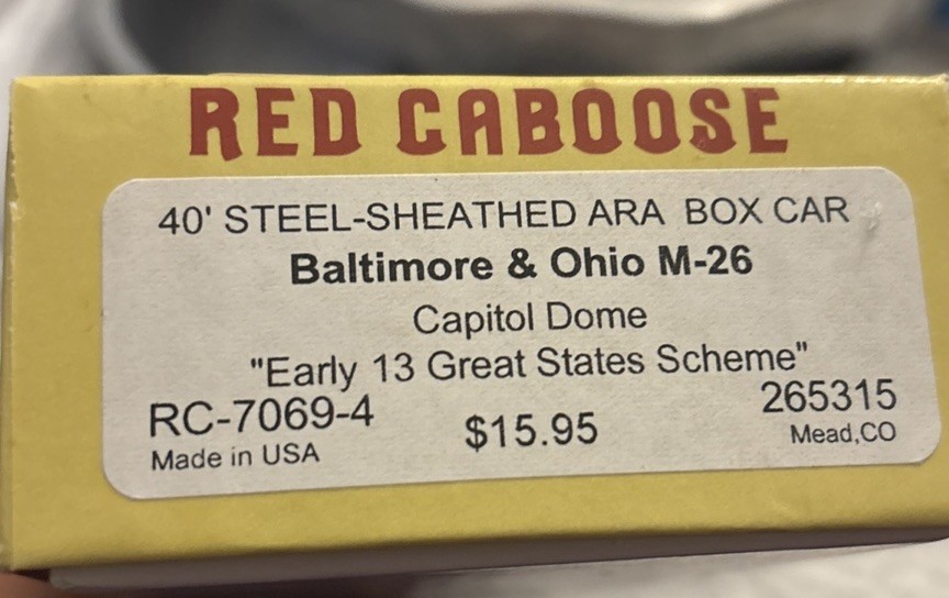 Red Caboose HO Kit RC-7069-6 40’ Steel Box Car Baltimore & Ohio M-26 265826 NY