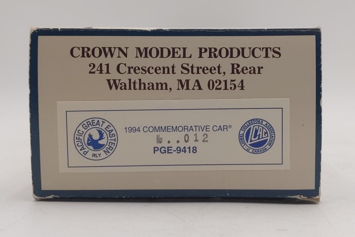 Crown PGE-9418 O Modern Pacific Great Eastern #4012 Boxcar – 3 Rail EX/Box