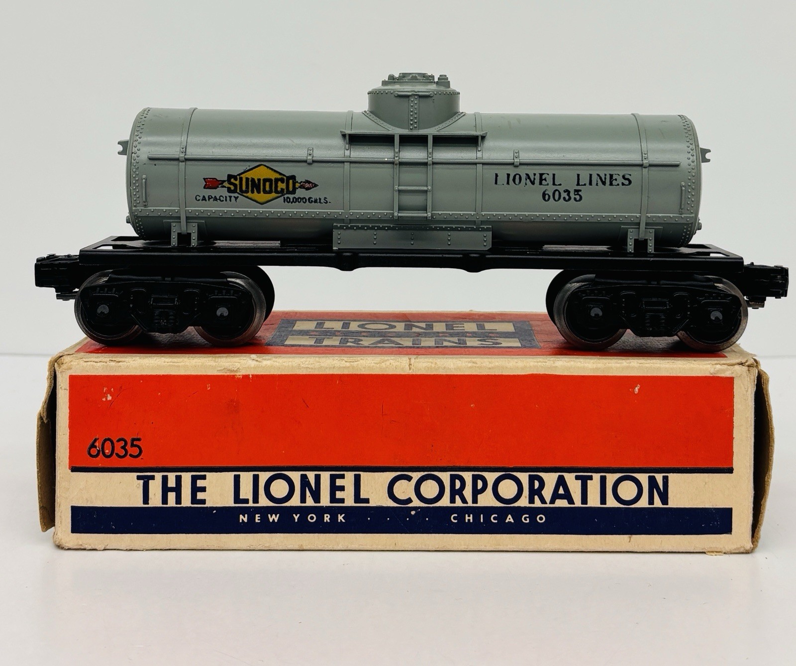 Lionel Postwar Sunoco Single Dome Tank Car 6035 w/ OB