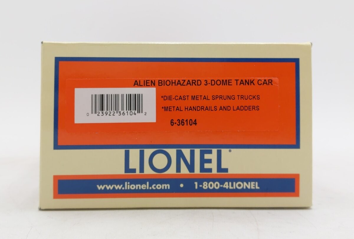 Lionel 6-36104 O Gauge Area 51 3-Dome Tank Car #36104 LN/Box