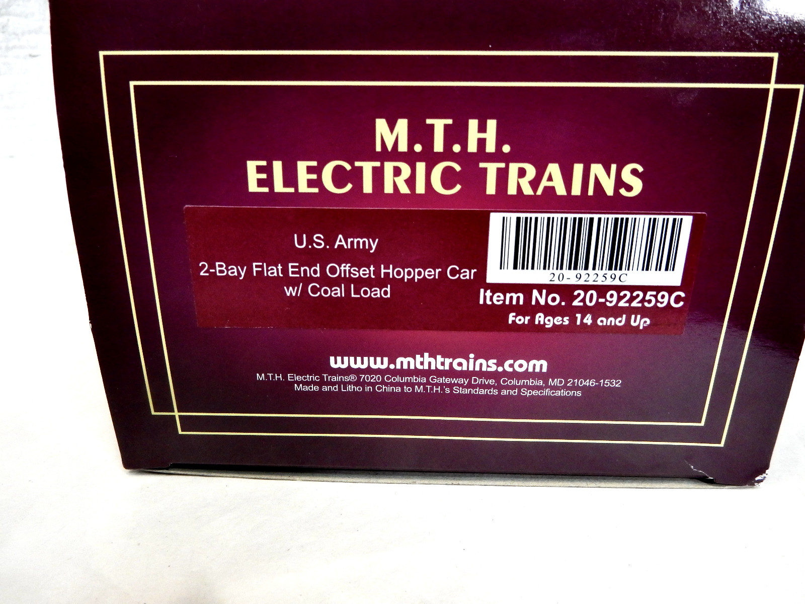 MTH Premier United States Army 2-Bay Flat End Offset Hopper Car w Coal Load-New!