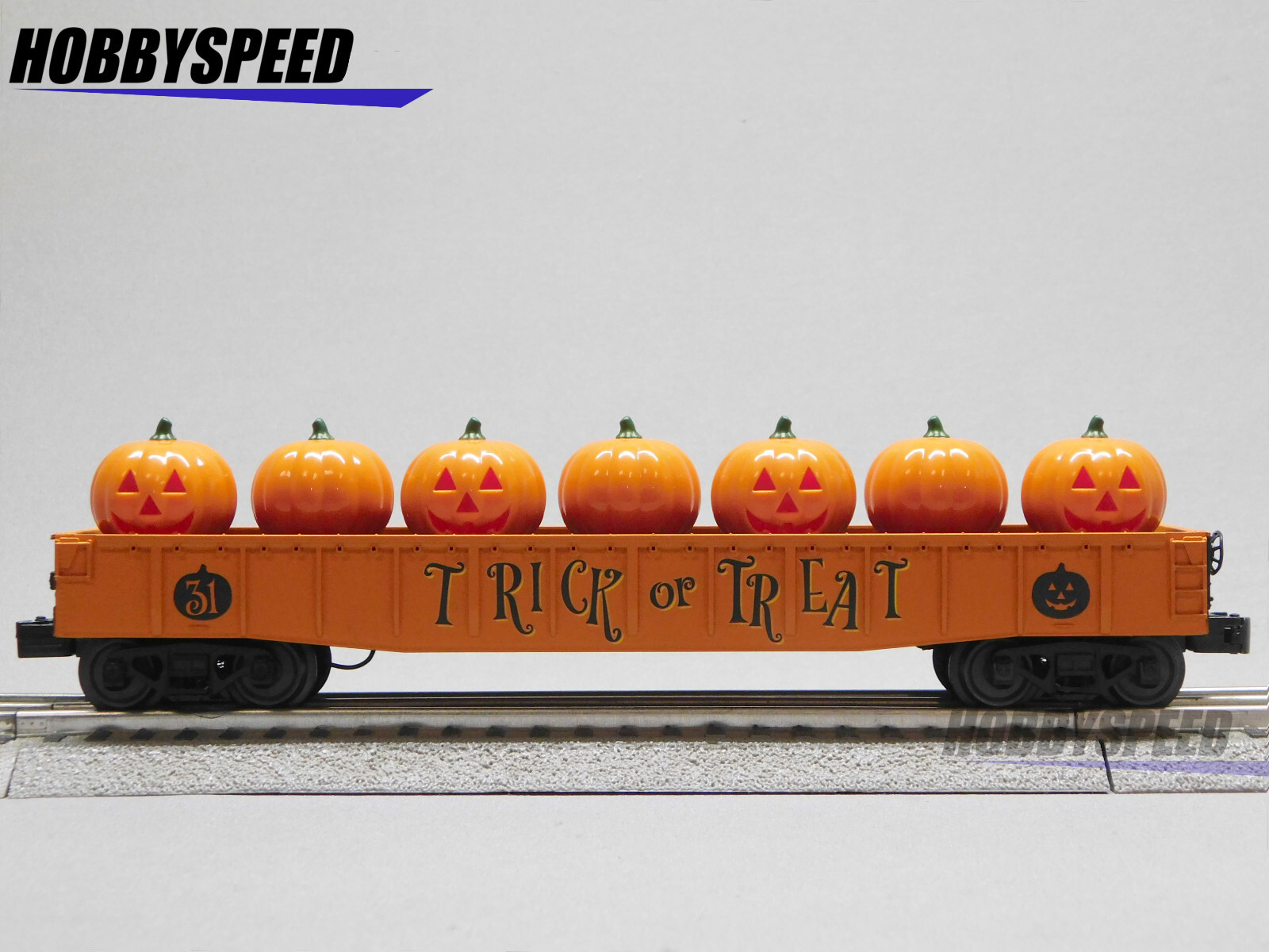 MTH RAILKING HALLOWEEN GONDOLA CAR W/FLICKERING JACK O LANTERNS 30-72244 NEW
