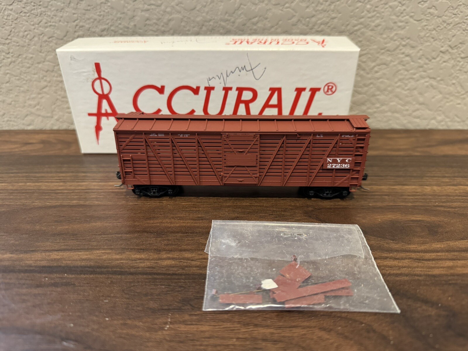 Accurail HO Scale New York Central (NYC) 40’ Stock Car – Partially Built