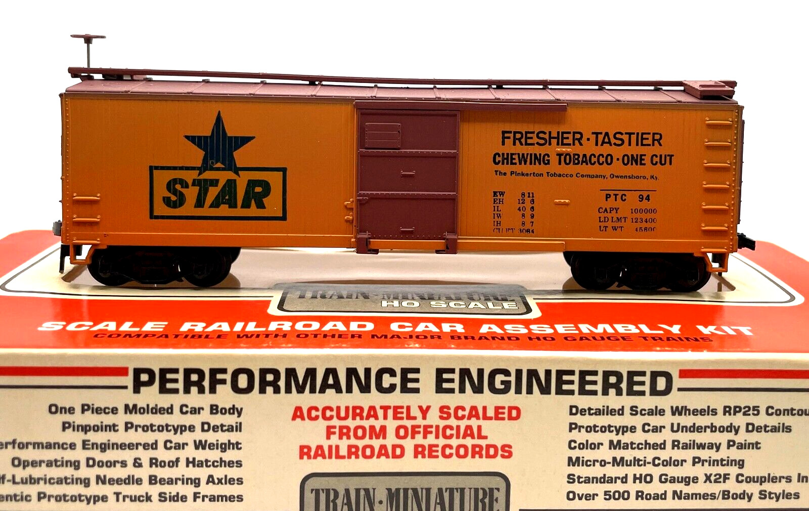 HO TRAIN MINIATURE TM 2257 STAR CHEWING PLUGS TOBACCO ROAD SERIES BOXCAR