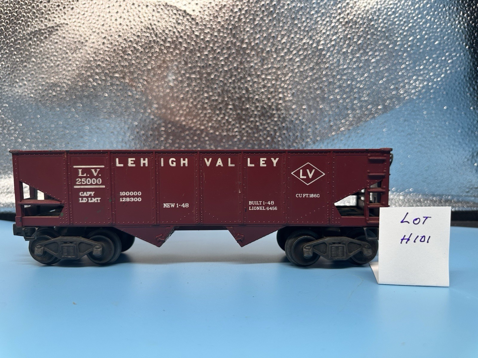 Lionel O Ga Post War 6456 Lehigh Valley 25000 2-Bay Hopper Maroon No Bx Lot H101